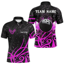 Load image into Gallery viewer, Black and Pink Camo Bowling Polo, Quarter Zip Shirts For Men Custom Team Bowling Jersey bowlers outfit NQS9035