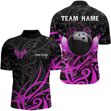 Load image into Gallery viewer, Black and Pink Camo Bowling Polo, Quarter Zip Shirts For Men Custom Team Bowling Jersey bowlers outfit NQS9035