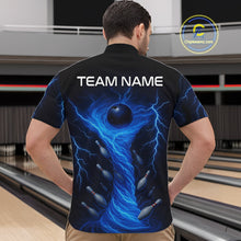 Load image into Gallery viewer, Blue Lightning Thunder tornado Bowling Shirts for Men Custom Team bowling jerseys NQS11129