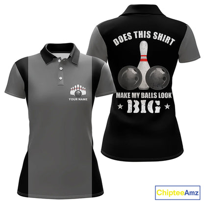Funny Bowling shirts for Women Custom vintage grey and black Does this shirt make my balls look big NQS9267