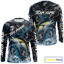 Load image into Gallery viewer, Custom Tuna Fishing Camo Long Sleeve Fishing Shirts, Personalized Tuna Fishing Team Jerseys NQS11329