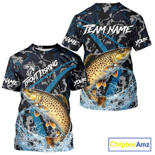 Load image into Gallery viewer, Custom Brown Trout Fishing Camo Long Sleeve Fishing Shirts, Personalized Trout Fishing Team Jerseys NQS11333