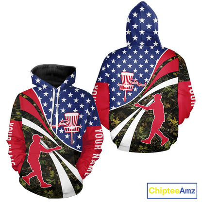 American Flag Camo Disc golf shirts for men, women custom patriotic disc golf jerseys NQS11334