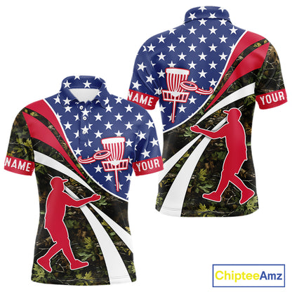 American Flag Camo Disc golf shirts for men, women custom patriotic disc golf jerseys NQS11334