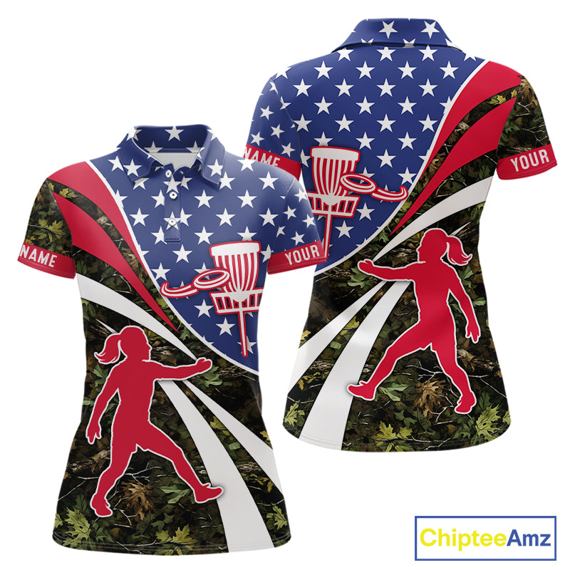 American Flag Camo Disc golf shirts for men, women custom patriotic disc golf jerseys NQS11334
