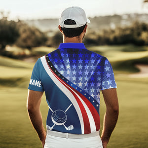 Personalized Red, White and Blue golf polo shirts for men custom patriotic men golf shirts NQS9438