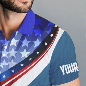 Personalized Red, White and Blue golf polo shirts for men custom patriotic men golf shirts NQS9438