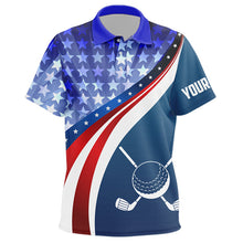 Load image into Gallery viewer, Personalized Red, White and Blue golf polo shirts for Kid custom patriotic Kid golf shirts NQS9438