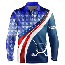 Load image into Gallery viewer, Personalized Red, White and Blue golf polo shirts for men custom patriotic men golf shirts NQS9438