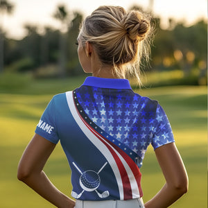 Personalized Red, White and Blue golf polo shirts for Women custom patriotic ladies golf shirts NQS9438