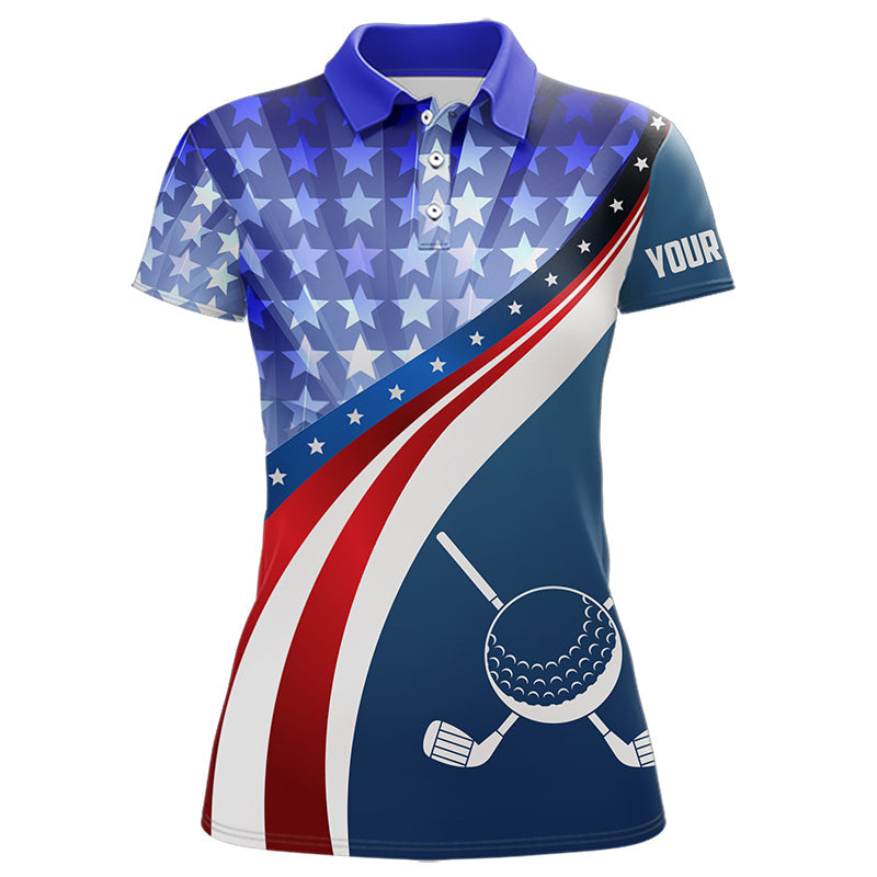 Personalized Red, White and Blue golf polo shirts for Women custom patriotic ladies golf shirts NQS9438