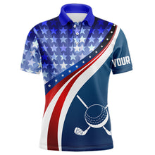 Load image into Gallery viewer, Personalized Red, White and Blue golf polo shirts for men custom patriotic men golf shirts NQS9438