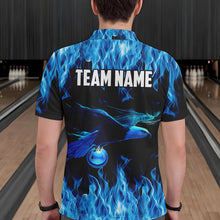 Load image into Gallery viewer, Blue Flame Eagle Custom Bowling Team Shirts For Men, Fire Bowling League Jersey Outfit For Bowler NQS9440