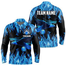 Load image into Gallery viewer, Blue Flame Eagle Custom Bowling Team Shirts For Men, Fire Bowling League Jersey Outfit For Bowler NQS9440