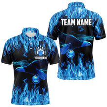 Load image into Gallery viewer, Blue Flame Eagle Custom Bowling Team Shirts For Men, Fire Bowling League Jersey Outfit For Bowler NQS9440