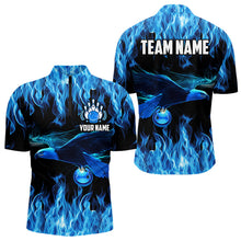 Load image into Gallery viewer, Blue Flame Eagle Custom Bowling Team Shirts For Men, Fire Bowling League Jersey Outfit For Bowler NQS9440