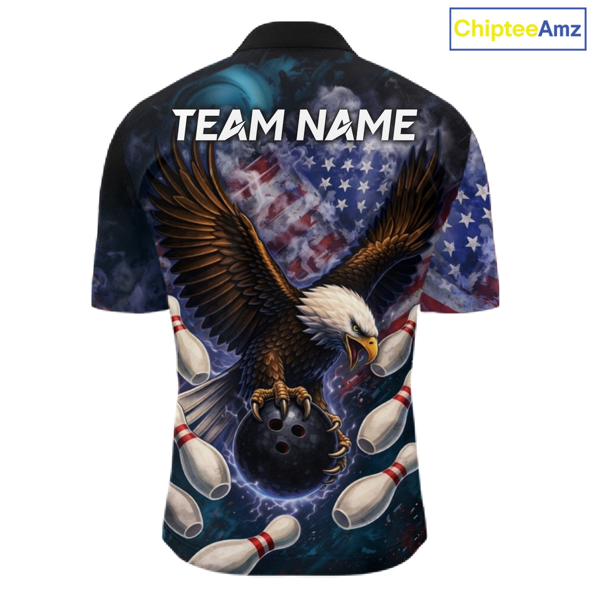 Smoke American Flag Eagle Bowling shirts For Men Custom patriotic Eagle bowling uniforms Team Jerseys NQS11540