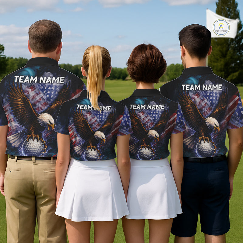 Smoke American Flag Eagle Women golf polo shirt Custom patriotic golf outfit ladies, unique golf gift NQS11541