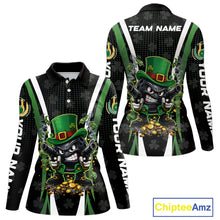 Load image into Gallery viewer, Funny St Patrick cowboy gunner Bowling Polo, 1/4 zip shirts For Women Custom Team Bowling Jerseys NQS11543