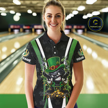 Load image into Gallery viewer, Funny St Patrick cowboy gunner Bowling Polo, 1/4 zip shirts For Women Custom Team Bowling Jerseys NQS11543
