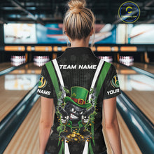 Load image into Gallery viewer, Funny St Patrick cowboy gunner Bowling Polo, 1/4 zip shirts For Women Custom Team Bowling Jerseys NQS11543