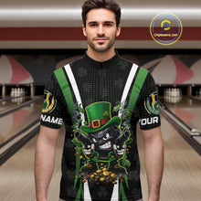 Load image into Gallery viewer, Funny St Patrick cowboy gunner Bowling Polo, 1/4 zip shirts For Men Custom Team Bowling Jerseys NQS11543