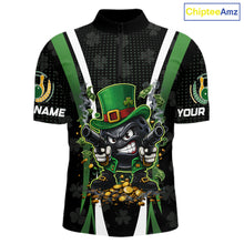 Load image into Gallery viewer, Funny St Patrick cowboy gunner Bowling Polo, 1/4 zip shirts For Men Custom Team Bowling Jerseys NQS11543