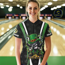 Load image into Gallery viewer, Funny St Patrick cowboy gunner Bowling Polo, 1/4 zip shirts For Women Custom Team Bowling Jerseys NQS11543