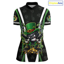 Load image into Gallery viewer, Funny St Patrick cowboy gunner Bowling Polo, 1/4 zip shirts For Women Custom Team Bowling Jerseys NQS11543