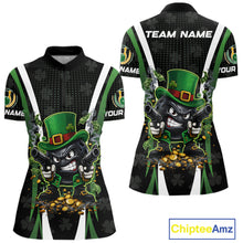 Load image into Gallery viewer, Funny St Patrick cowboy gunner Bowling Polo, 1/4 zip shirts For Women Custom Team Bowling Jerseys NQS11543