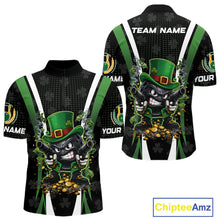 Load image into Gallery viewer, Funny St Patrick cowboy gunner Bowling Polo, 1/4 zip shirts For Men Custom Team Bowling Jerseys NQS11543