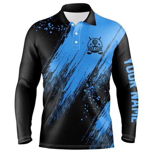 Black and blue Mens golf polo shirts custom golfing gifts, best mens golf tops NQS7345