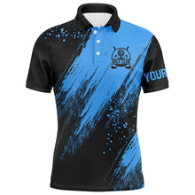 Load image into Gallery viewer, Black and blue Mens golf polo shirts custom golfing gifts, best mens golf tops NQS7345