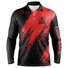 Load image into Gallery viewer, Black and red Mens golf polo shirts custom golfing gifts, best mens golf tops NQS7346