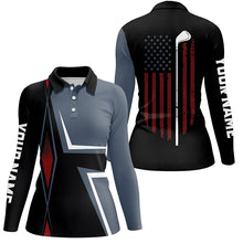 Load image into Gallery viewer, American Flag Womens golf polo shirts custom golf club golf outfit women, golf shirts for lady NQS7357