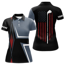 Load image into Gallery viewer, American Flag Womens golf polo shirts custom golf club golf outfit women, golf shirts for lady NQS7357