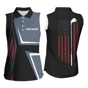 American Flag Womens golf polo shirts custom golf club golf outfit women, ladies sleeveless golf top NQS7357