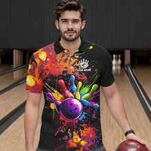 Load image into Gallery viewer, Colorful bowling jerseys Bowling Polo, 1/4 Zip Shirt for Men Custom Bowling Team shirts for bowlers NQS9770