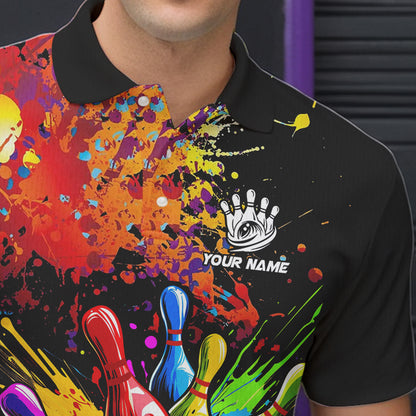 Colorful bowling jerseys Bowling Polo, 1/4 Zip Shirt for Men Custom Bowling Team shirts for bowlers NQS9770