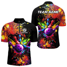Load image into Gallery viewer, Colorful bowling jerseys Bowling Polo, 1/4 Zip Shirt for Men Custom Bowling Team shirts for bowlers NQS9770