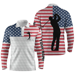 Mens golf polo shirts American flag custom white golf ball skin patriot golf gifts for men NQS5823