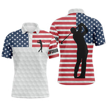 Load image into Gallery viewer, Mens golf polo shirts American flag custom white golf ball skin patriot golf gifts for men NQS5823