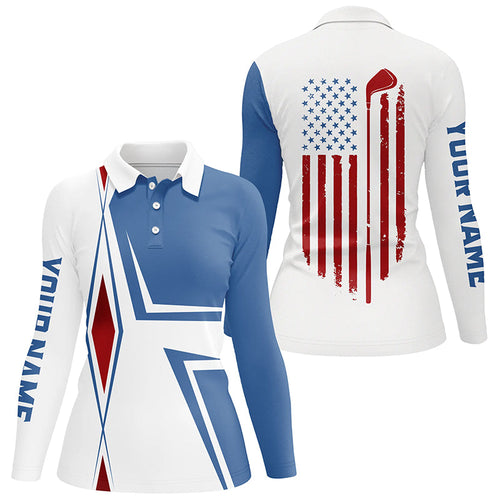 American Flag white Womens golf polo shirts custom golf club golf outfit women, golf shirts for lady NQS7919