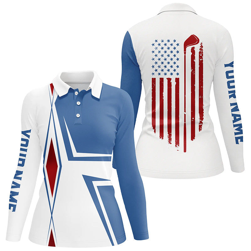 American Flag white Womens golf polo shirts custom golf club golf outfit women, golf shirts for lady NQS7919