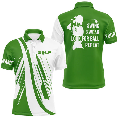 Green and white Mens golf polo shirts custom swing swear look for ball repeat golf shirt for mens NQS7921