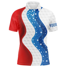 Load image into Gallery viewer, Red, white and blue American Flag Mens golf polo shirts custom mens golf clothes, cool golf gifts NQS7926