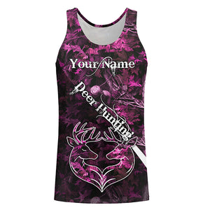 Love Deer Hunting Pink Camo Customize Name 3D All Over Printed Shirts Personalized Hunting gifts NQS903