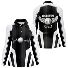 Load image into Gallery viewer, Black and White Women Golf Polo Shirts Custom golf clothes for women, personalized unique golf gifts NQS8563