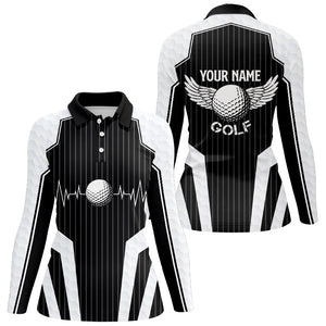 Black and White Women Golf Polo Shirts Custom golf clothes for women, personalized unique golf gifts NQS8563