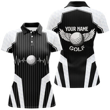 Load image into Gallery viewer, Black and White Women Golf Polo Shirts Custom golf clothes for women, personalized unique golf gifts NQS8563